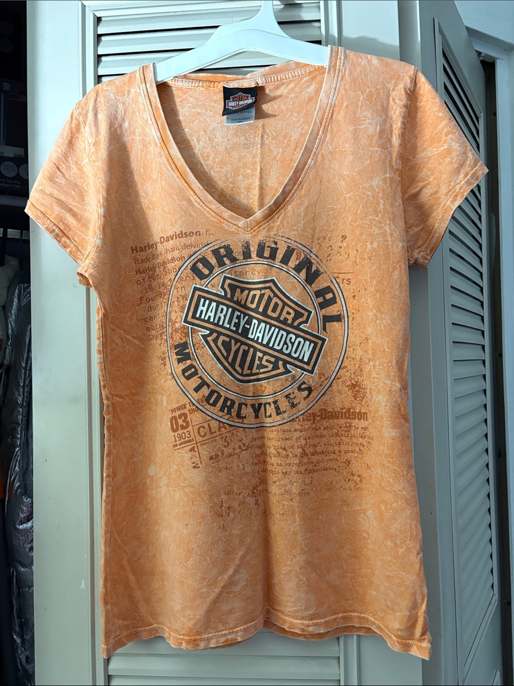 Harley-Davidson Orange V-Neck Logo Tee
